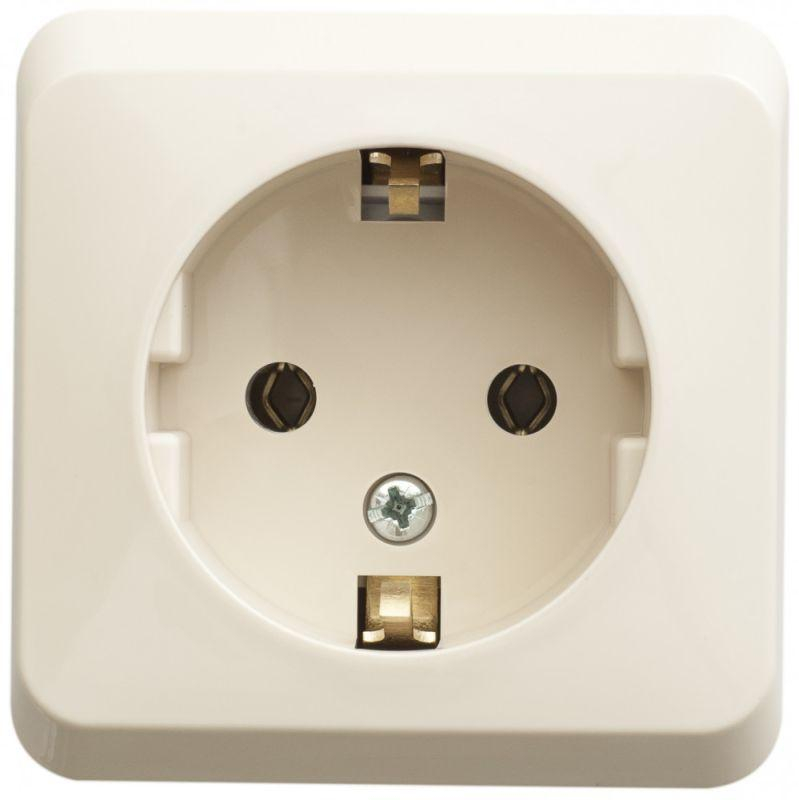 Розетка 1-м ОП Этюд 16А IP20 с заземл. без защ. шторок крем. SchE PA16-003K