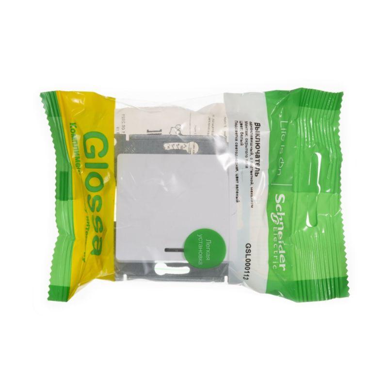 Механизм выключателя 1-кл. СП Glossa 10А IP20 (сх. 1а) 10AX с подсветкой бел. SchE GSL000113