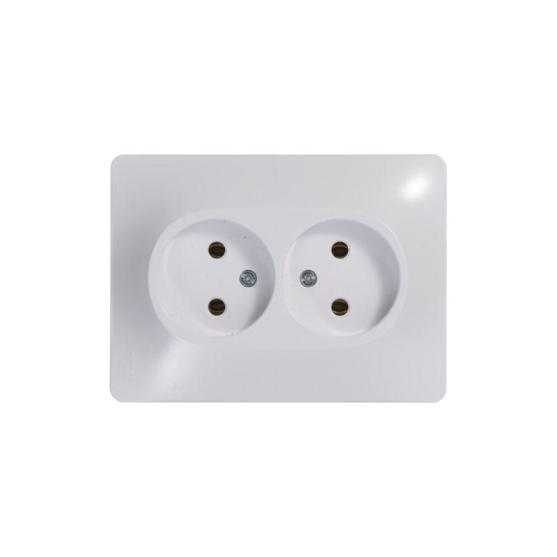 Розетка 2-м СП Glossa 16А IP20 без заземл. бел. SchE GSL000120