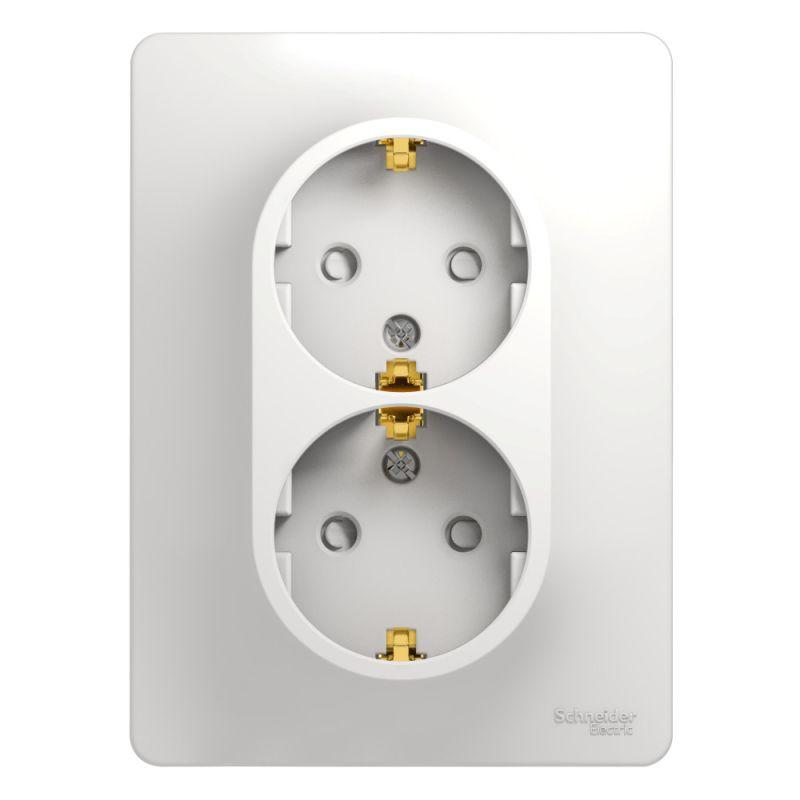 Розетка 2-м СП Glossa 16А IP20 с заземл. защ. шторки в сборе бел. SchE GSL000126 Розетка 2-м СП Glossa 16А IP20 с заземл. защ. шторки в сборе бел. SchE GSL000126