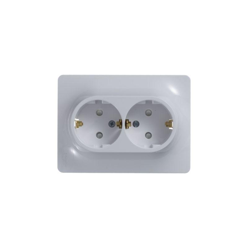 Розетка 2-м СП Glossa 16А IP20 с заземл. защ. шторки в сборе бел. SchE GSL000126