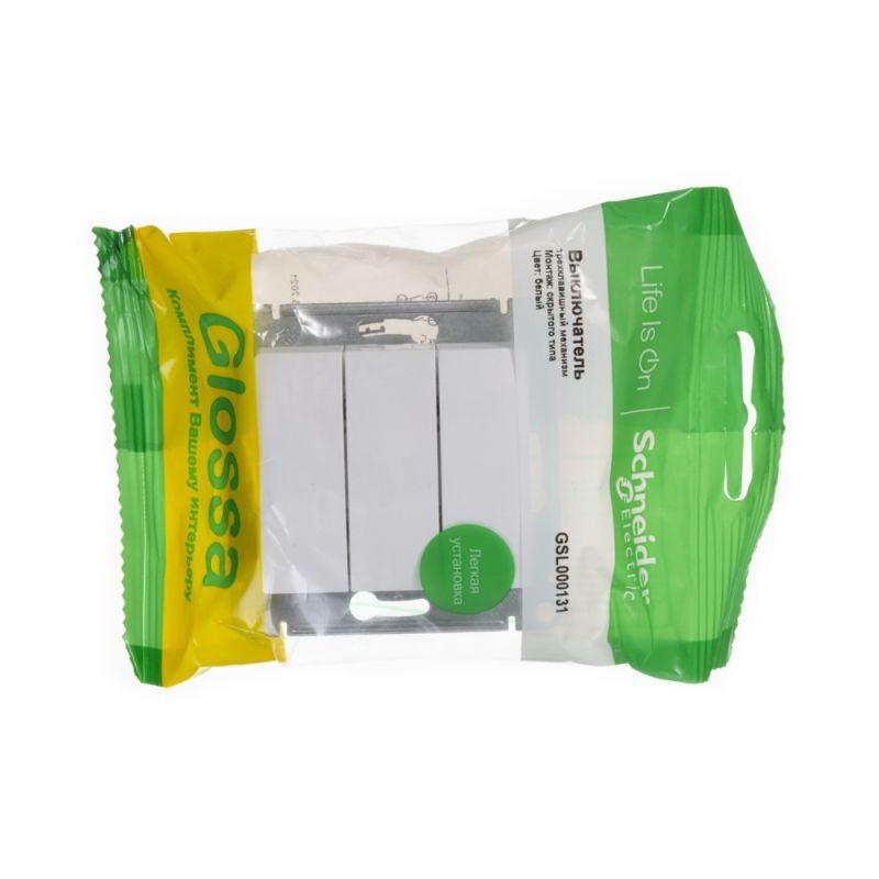 Механизм выключателя 3-кл. СП Glossa 10А IP20 (сх. 1+1+1) 10AX бел. SchE GSL000131