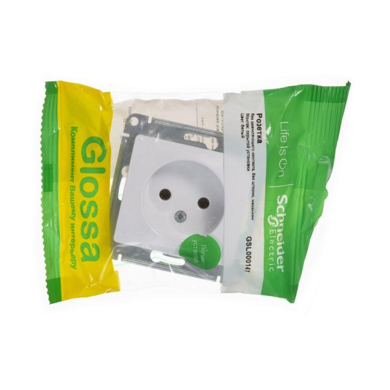 Механизм розетки 1-м СП Glossa 16А IP20 без заземл. бел. SchE GSL000141