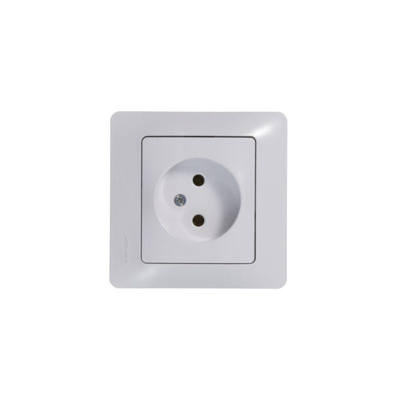 Механизм розетки 1-м СП Glossa 16А IP20 без заземл. бел. SchE GSL000141