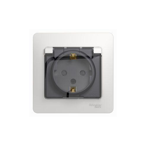 Розетка 1-м СП Glossa 16А IP44 с заземл. защ. шторки с крышкой в сборе бел. SchE GSL000148