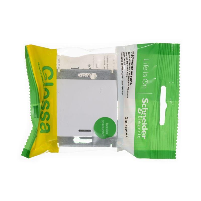 Механизм переключателя 1-кл. СП Glossa 10А IP20 (сх. 6а) 10AX с подсветкой бел. SchE GSL000163