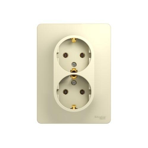 Розетка 2-м СП Glossa 16А IP20 с заземл. в сборе беж. SchE GSL000224