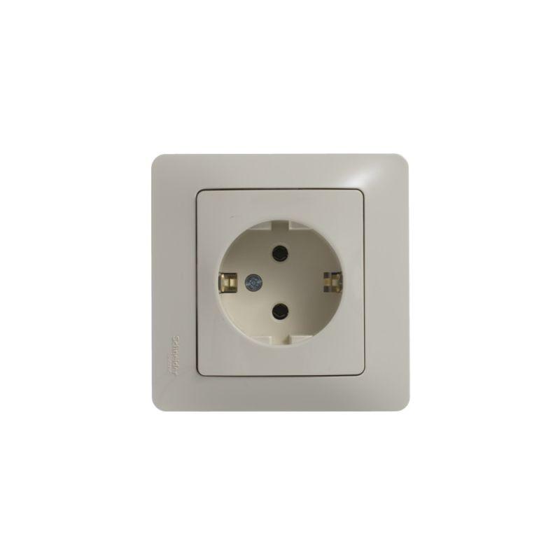 Розетка 1-м СП Glossa 16А IP20 с заземл. в сборе беж. SchE GSL000242