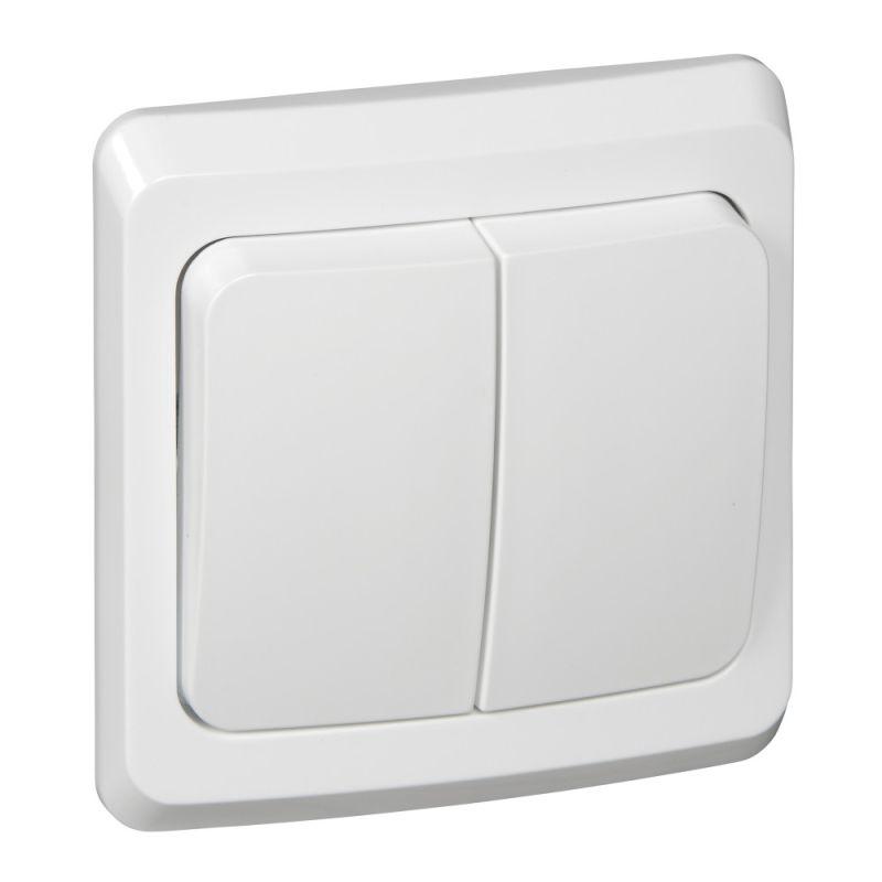 Выключатель 2-клавишный СП Этюд 10А IP20 белый