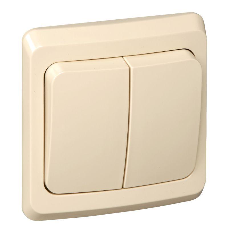 Выключатель 2-клавишный СП Этюд 10А IP20 кремовый