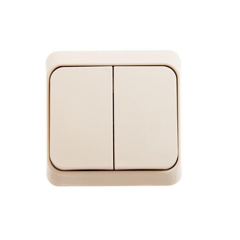 Выключатель 2-клавишный СП Этюд 10А IP20 кремовый