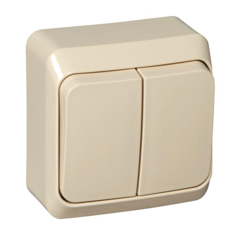 Выключатель 2-кл. ОП Этюд 10А IP20 крем. SchE BA10-002K