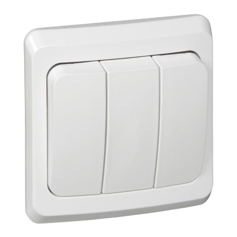 Выключатель 3-клавишный СП Этюд 10А IP20 белый