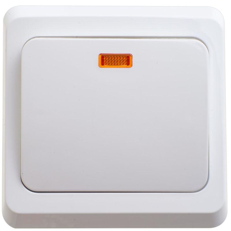 Выключатель 1-клавишный СП Этюд 10А IP20 с подсветкой белый