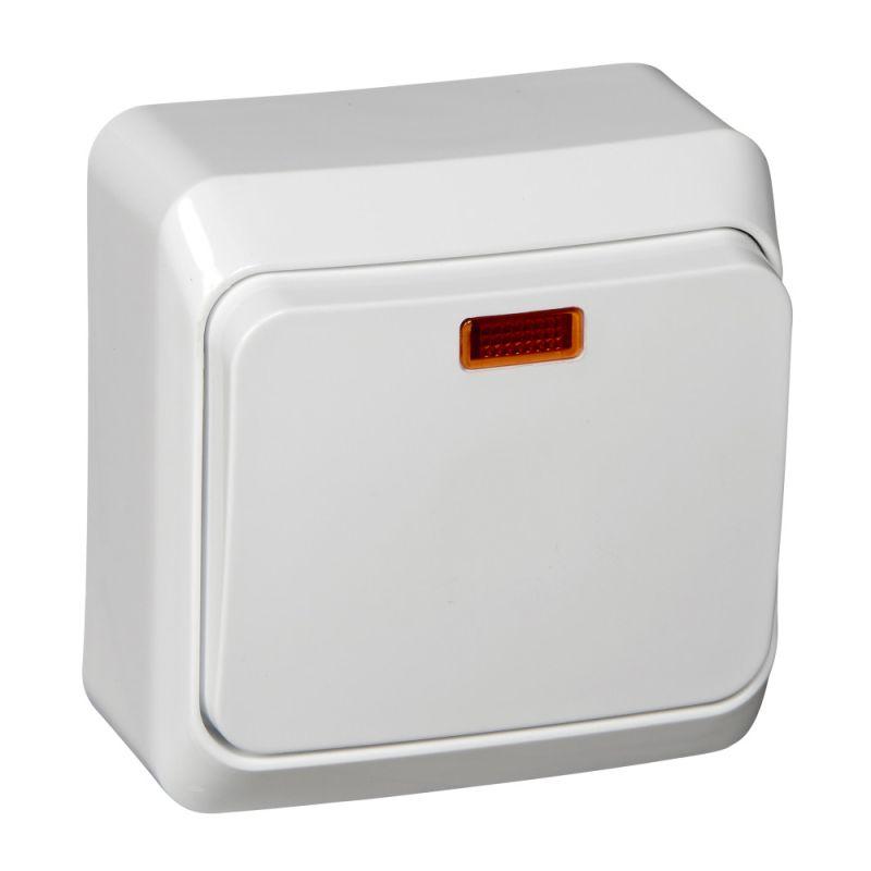 Выключатель 1-кл. ОП Этюд 10А IP20 с подсветкой бел. SchE BA10-005B