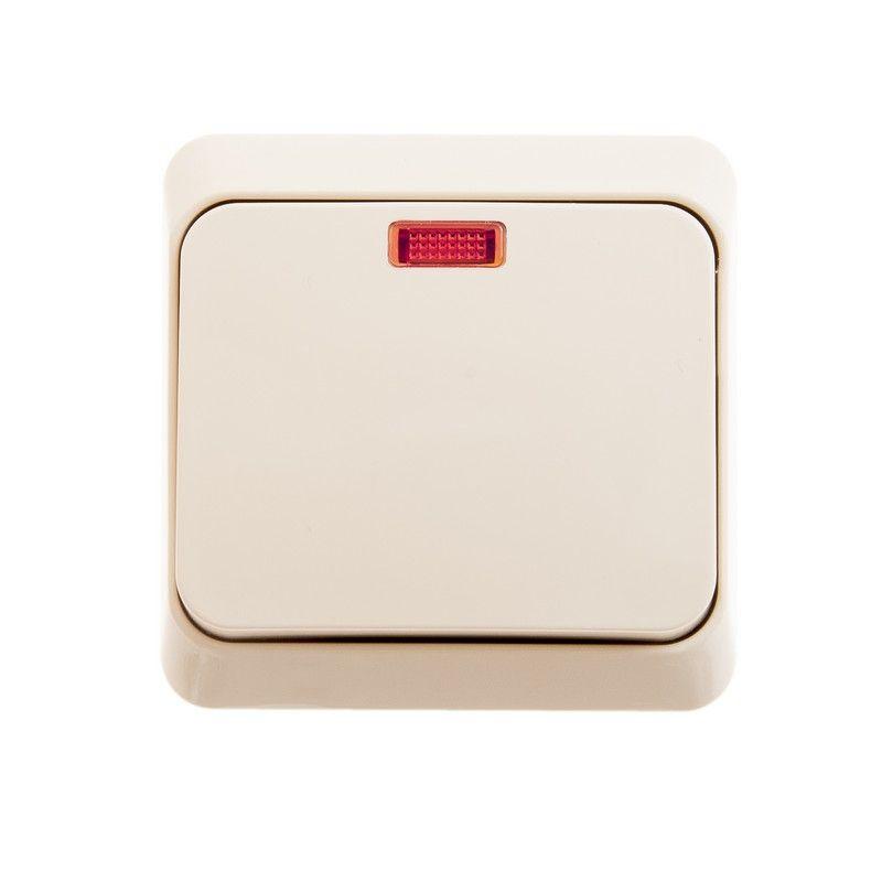 Выключатель 1-кл. ОП Этюд 10А IP20 с подсветкой крем. SchE BA10-005K