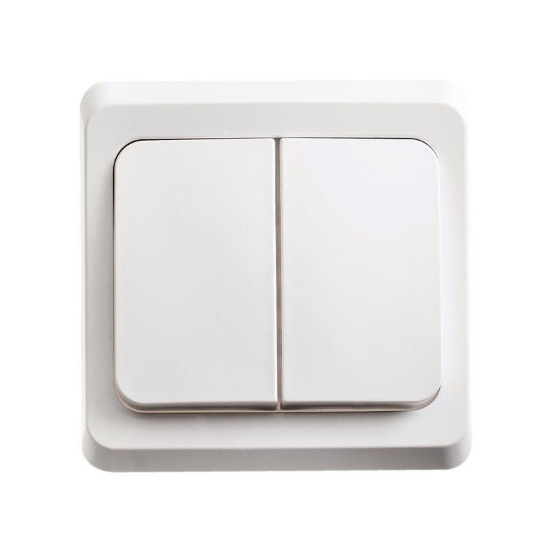 Выключатель 2-клавишный СП Этюд 10А IP20 с подсветкой белый