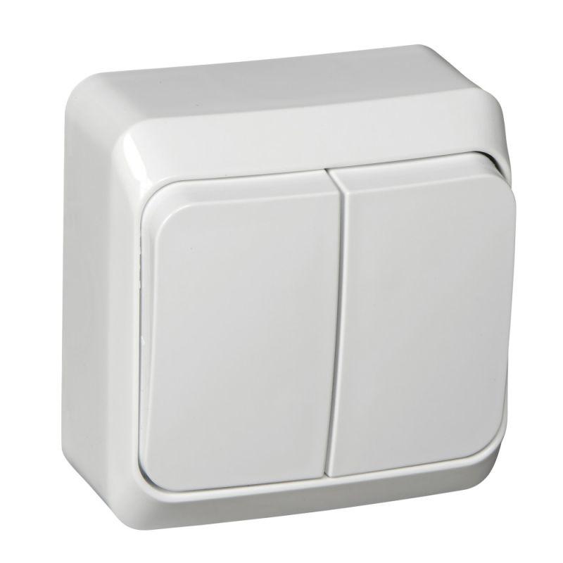 Выключатель 2-кл. ОП Этюд 10А IP20 с подсветкой бел. SchE BA10-006B