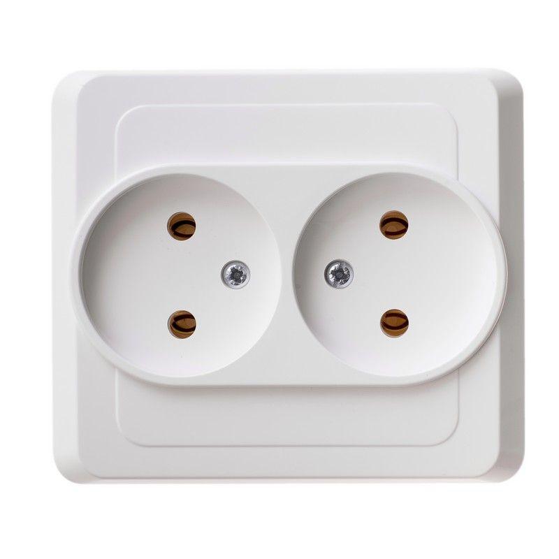 Розетка 2-м СП Этюд 16А IP20 250В без заземл. без защ. шторок бел. SchE PC16-005B