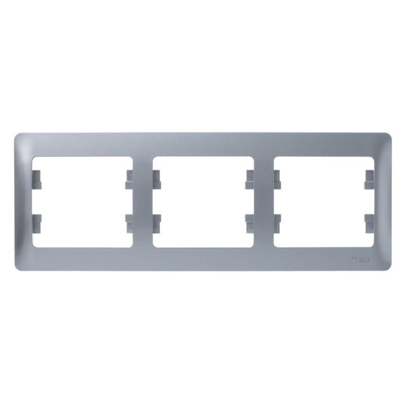 Рамка 3-м Glossa горизонт. алюм. SchE GSL000303