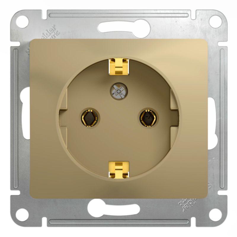 Механизм розетки 1-м СП Glossa 16А IP20 с заземл. титан SchE GSL000443
