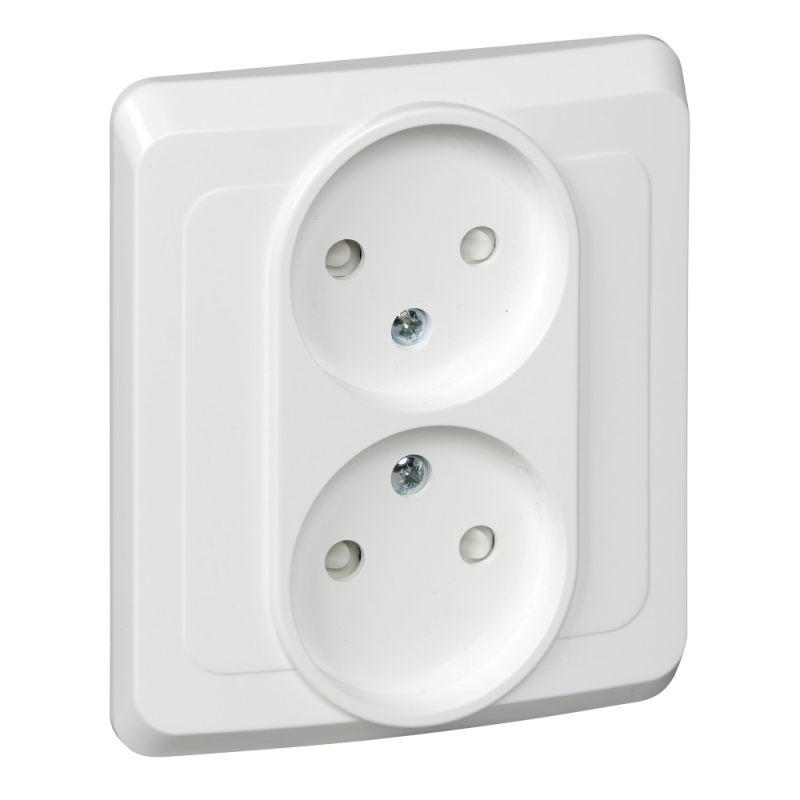 Розетка 2-местная СП Этюд 16А IP20 250В без заземления защитные шторки белый