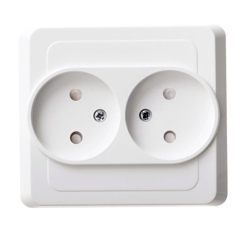 Розетка 2-местная СП Этюд 16А IP20 250В без заземления защитные шторки белый