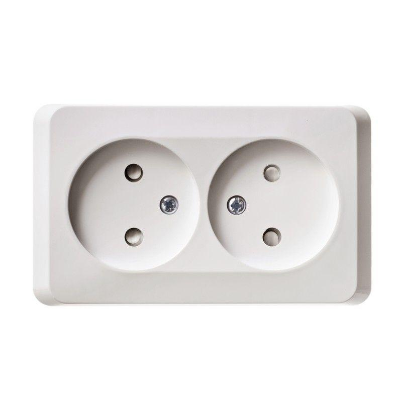 Розетка 2-м ОП Этюд 16А IP20 250В защ. шторки без заземл. бел. SchE PA16-006B