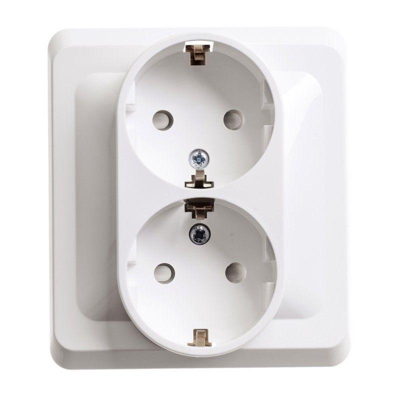 Розетка 2-местная СП Этюд 16А IP20 250В с заземлением без защитных шторок белая