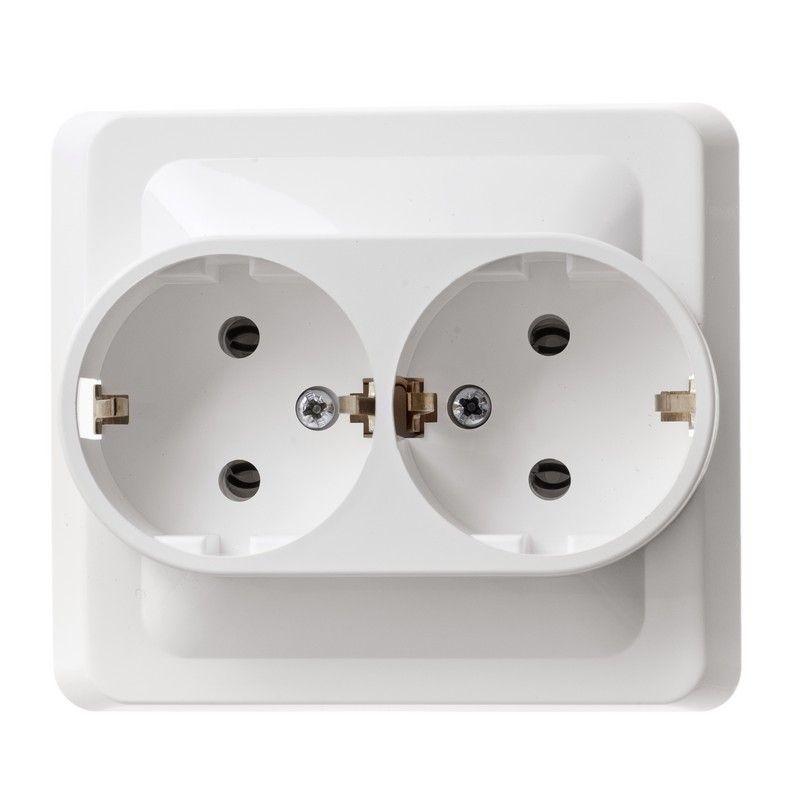 Розетка 2-местная СП Этюд 16А IP20 250В с заземлением без защитных шторок белая