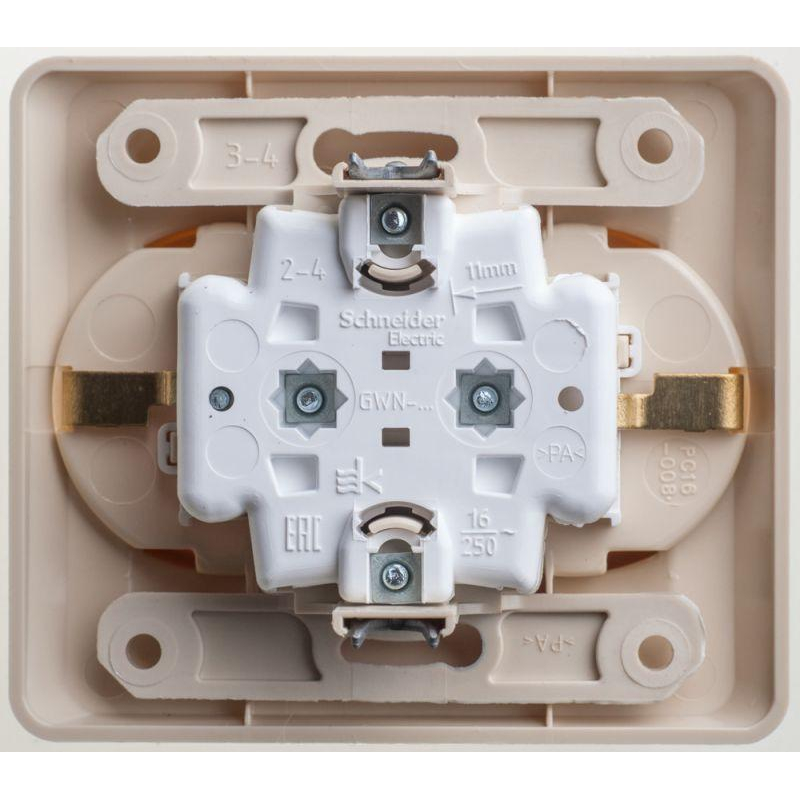 Розетка 2-местная СП Этюд 16А IP20 250В с заземлением без защитных шторок кремовый