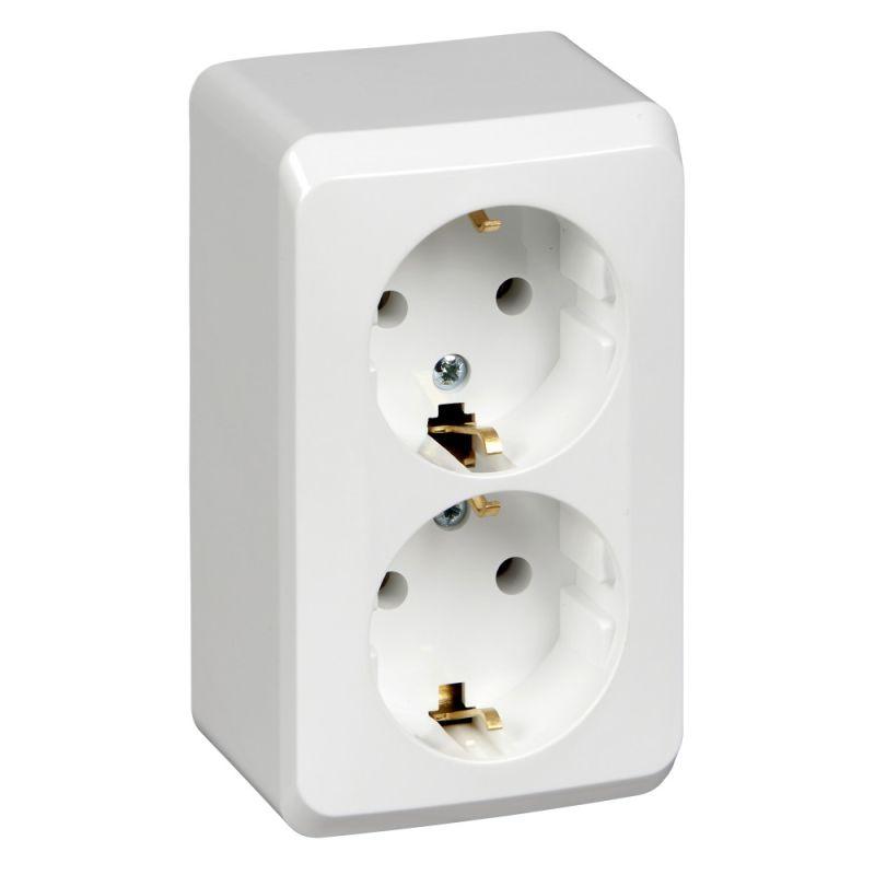 Розетка 2-м ОП Этюд 16А IP20 250В с заземл. без защ. шторок бел. SchE PA16-007B