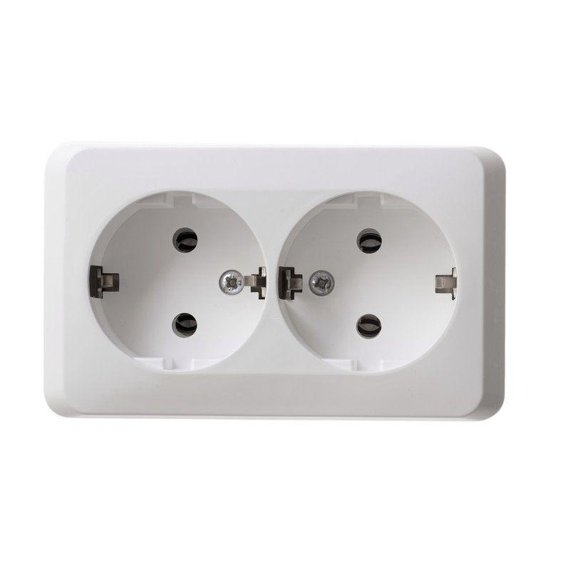 Розетка 2-м ОП Этюд 16А IP20 250В с заземл. без защ. шторок бел. SchE PA16-007B