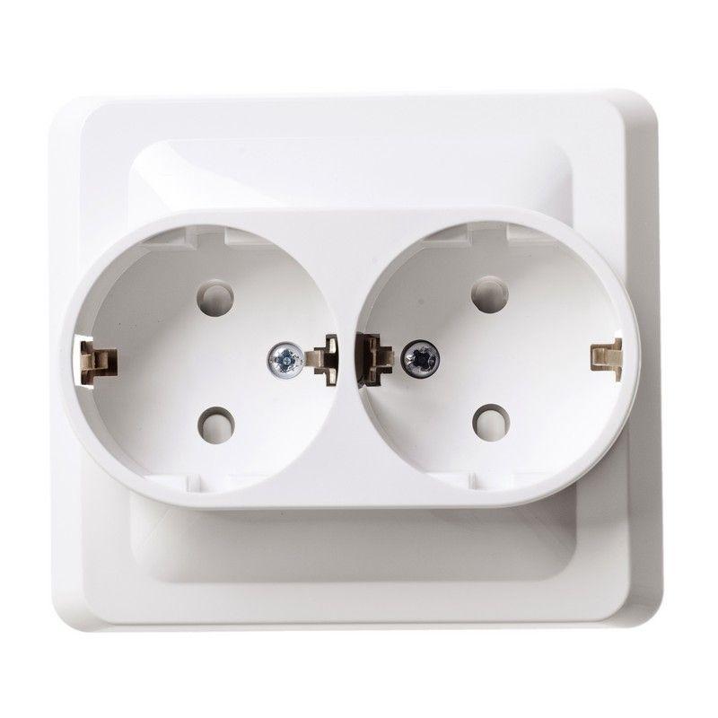 Розетка 2-местная СП Этюд 16А IP20 250В с заземлением защитные шторки белый