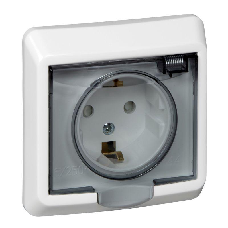 Розетка 1-м СП Этюд 16А IP44 250В с заземл. защ. шторки бел. SchE PC16-044B