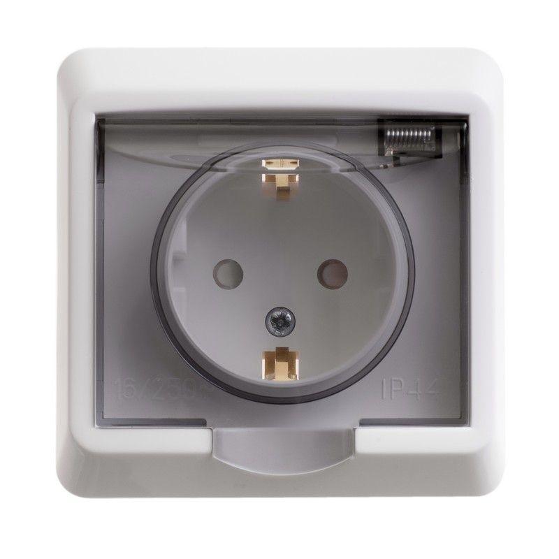 Розетка 1-м СП Этюд 16А IP44 250В с заземл. защ. шторки бел. SchE PC16-044B