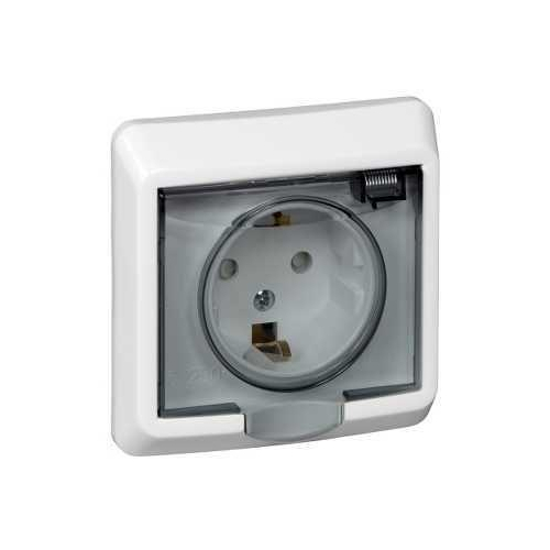 Розетка 1-м СП Этюд 16А IP44 250В с заземл. защ. шторки бел. SchE PC16-044B