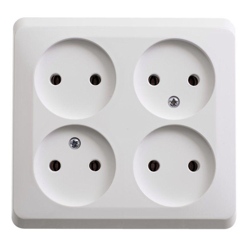 Розетка 4-м ОП Этюд 16А IP20 без заземл. бел. SchE PA16-205B