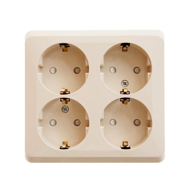 Розетка 4-м ОП Этюд 16А 250В защ. шторки с заземл. крем. SchE PA16-208K