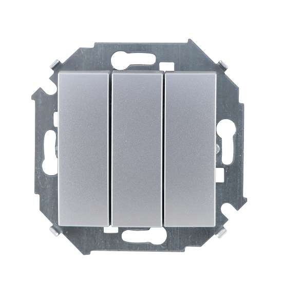 SIMON 1591391033 (Выключатель трехклавишный, 10А, 250В, винтовой зажим, алюминий)