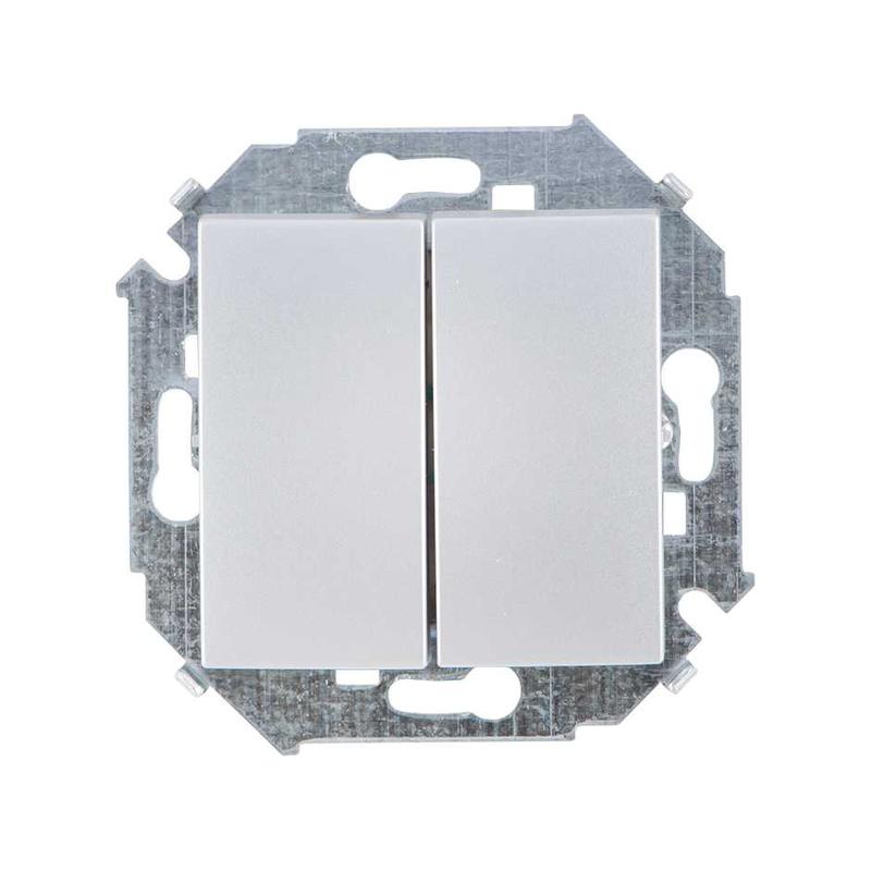 SIMON 1591397033 (Выключатель двухклавишнный проходной (переключатель), 16А, 250В, винтовой зажим, алюминий)