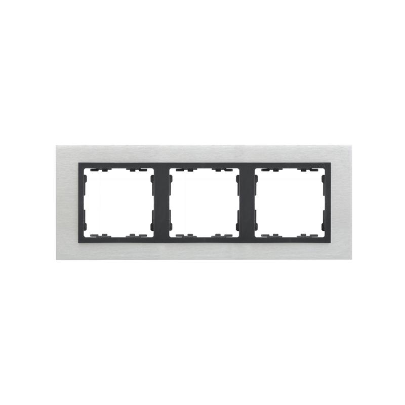 Рамка на 3 поста, S82N, сталь матовая - графит (металл) (82837-31)