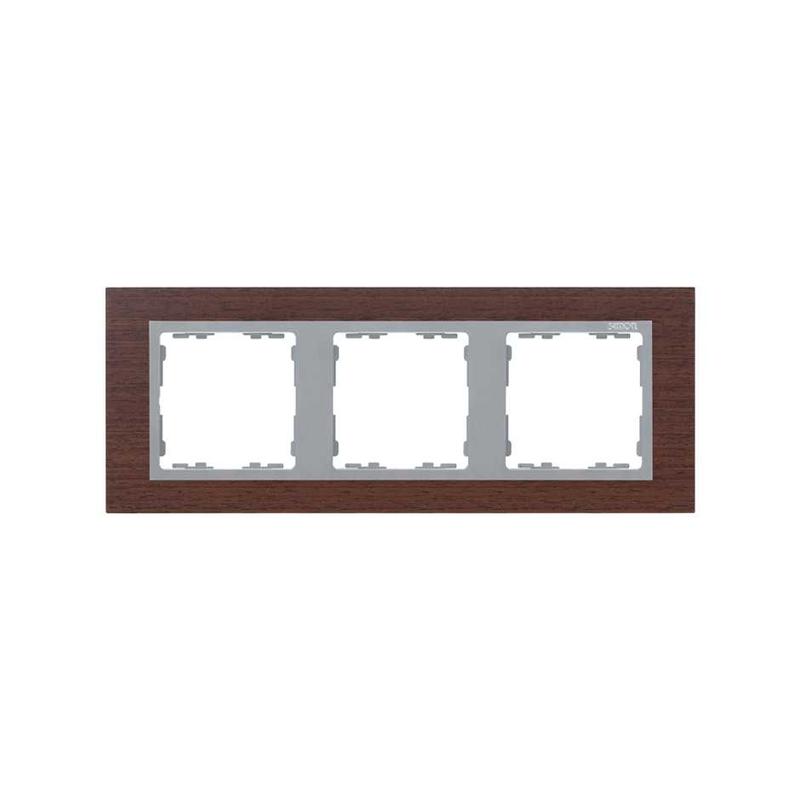 Рамка на 3 поста, S82N, венге - алюминий (дерево) (82937-65)