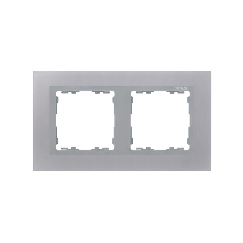 Рамка на 2 поста, S82N, алюминий - алюминий (металл им.) (82927-33)