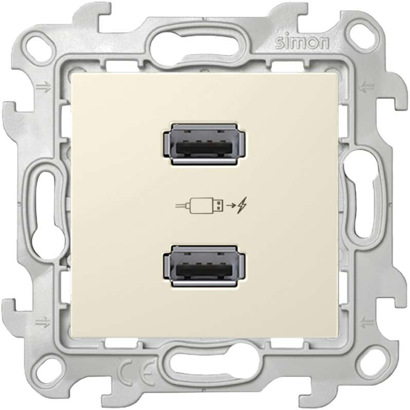 Зарядное устройство розетка 2хUSB, слоновая кость (2411096-031)