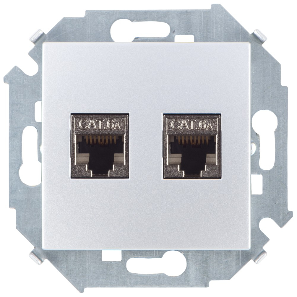 Розетка для передачи данных 2xRJ45 Cat.6A FTP (AMP) цвета алюминий S15 (1591564-033)