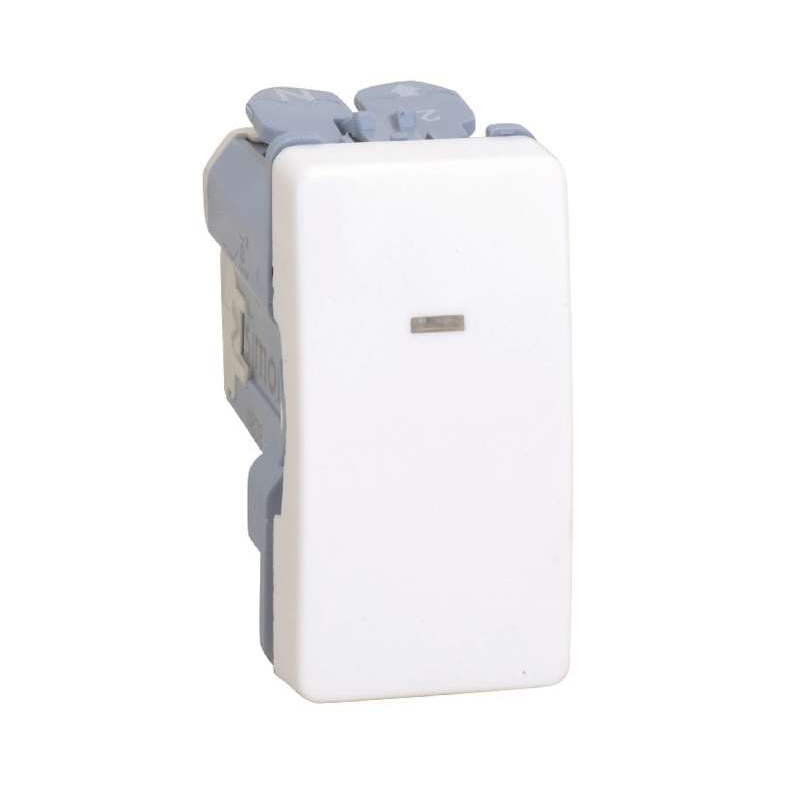 Выключатель однополюсный узкий с контрольной подсветкой 10А 250В S27 белый (27102-64)