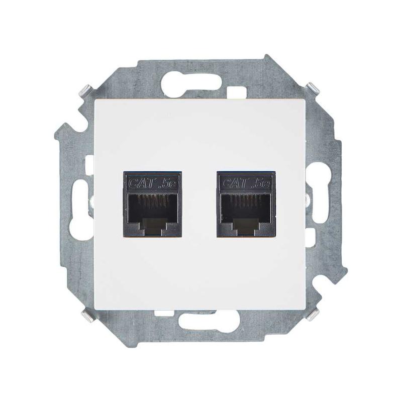 Розетка компьютерная 2-м Simon15 RJ45 кат.5E AMP механизм бел. Simon 1591552-030