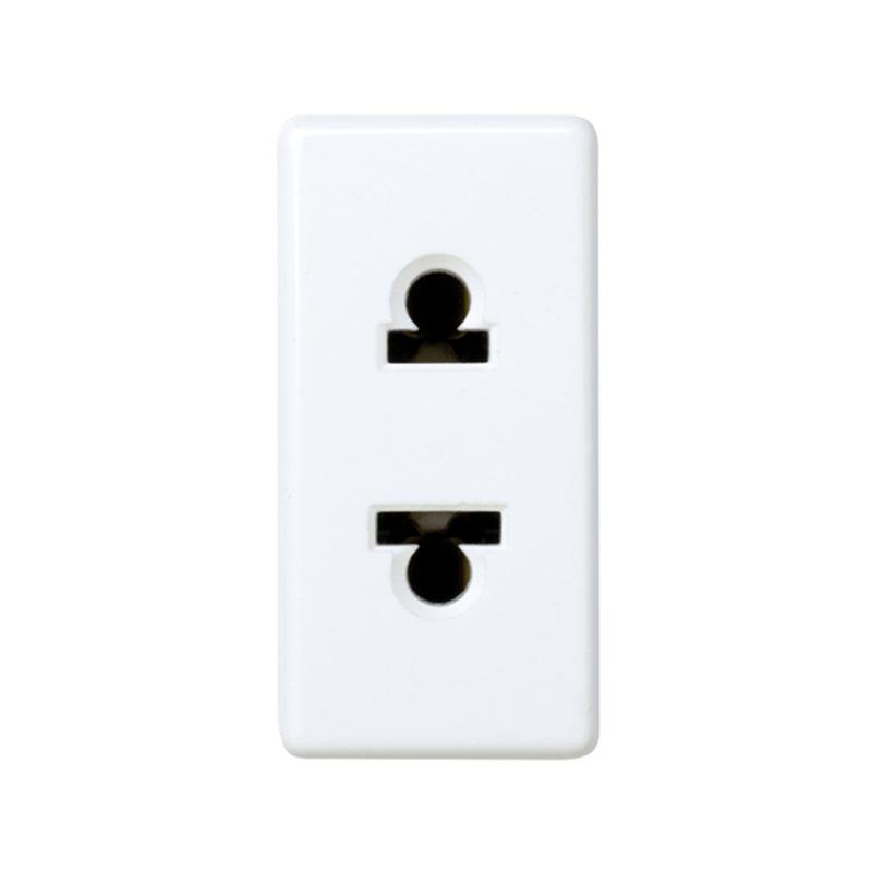 Розетка 2P евро-американская, узкая, 16А 250В, S27, белый