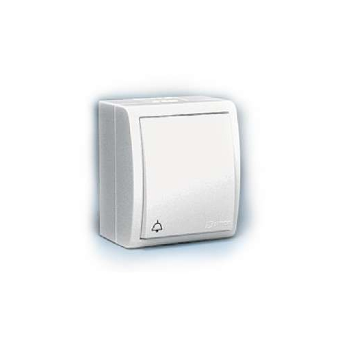 Выключатель кнопочный 1-кл. ОП Simon15 IP54 с симв. "звонок" с подсветкой бел. 1594160-030